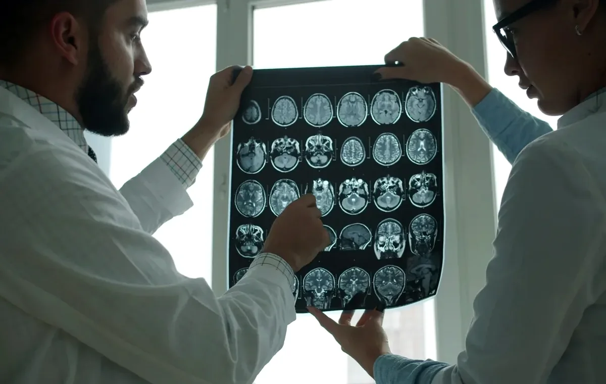 Medical professionals reviewing diagnostic imaging for a chart chronology