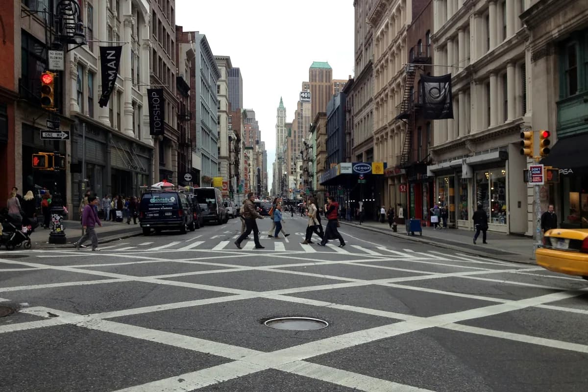 Urban crosswalk and traffic conditions reviewed for a pedestrian accident claim