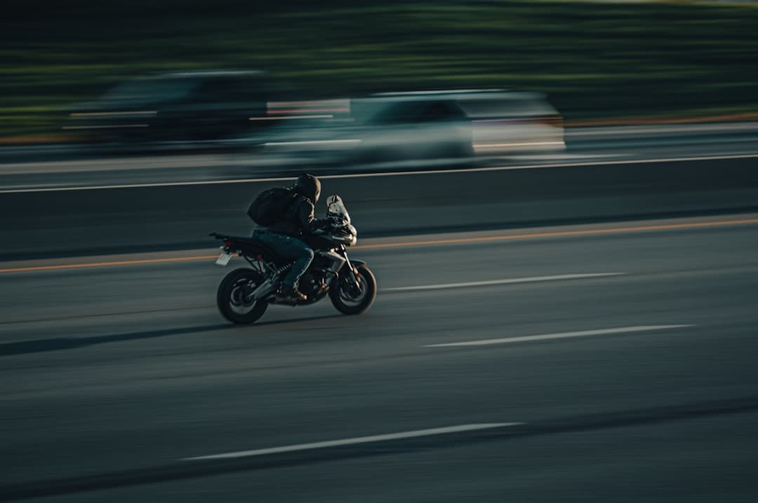 Motorcycle Rider on Highway
